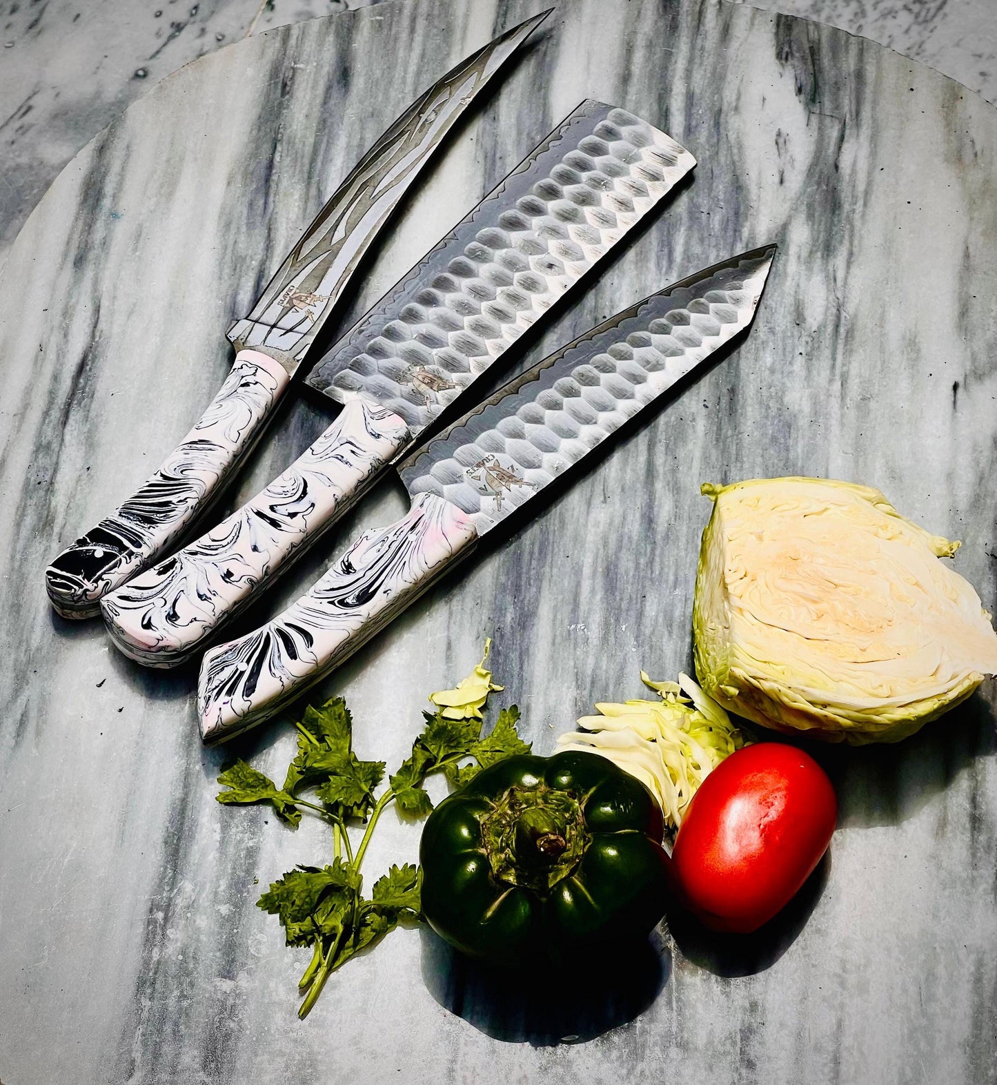 3-Piece Chef’s Choice Knife Set – Premium D2 Steel Blades with High-Quality Handles & Leather Sheaths Gift For Him, Anniversary Gift